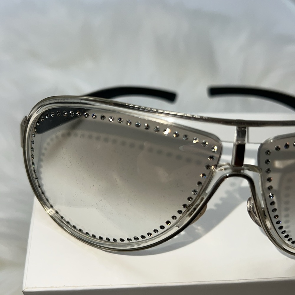 GUCCI NEW AUTHENTIC 1566 S/STRASS SWAROVSKI CRYSTAL AVIATOR SUNGLASSES (GREY MS) - Picture 6 of 17